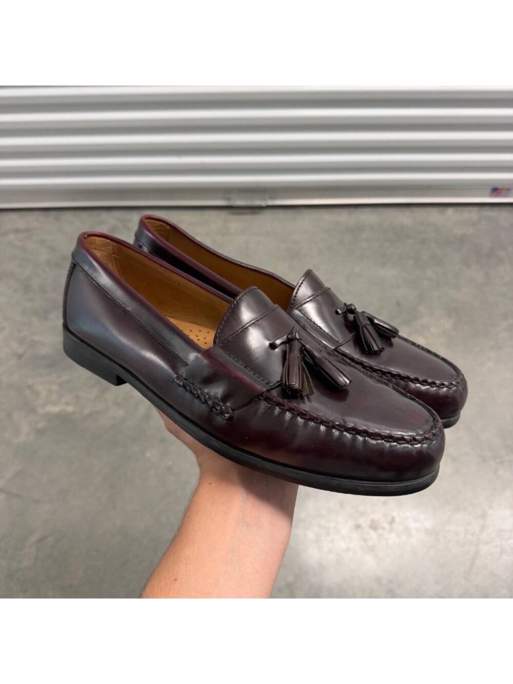 Johnston & Murphy Burgundy Tassel Loafers Sheepskin Leather Size 10.5 M